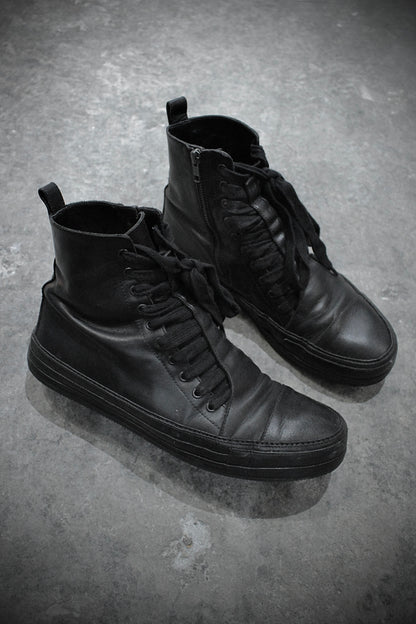 Ann Demeulemeester "Roccia" Black High-top Leather Sneakers