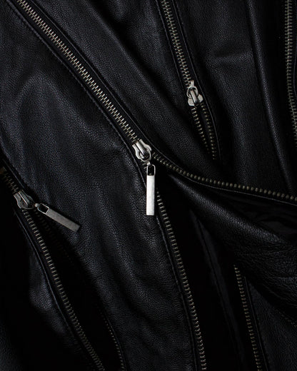 Vintage Y2K Apanage Multi-zip Moto Leather Jacket