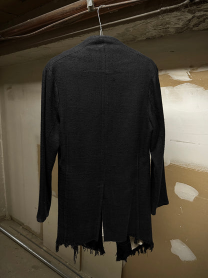 Aleksandr Manamïs Charcoal Grey Raw Silk Frayed Hem Coat