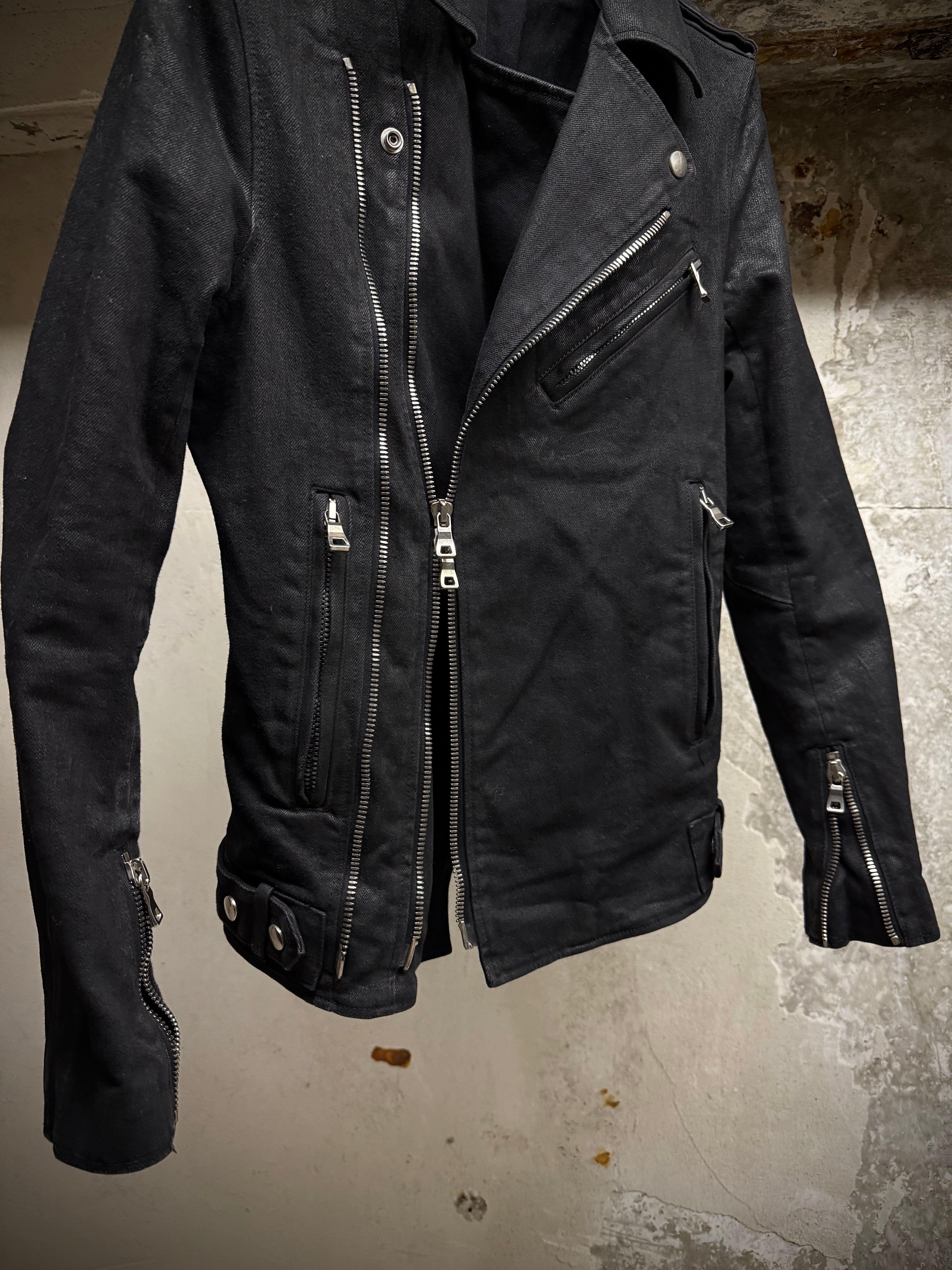 BALMAIN SS15 Waxed Denim Perfecto Biker Jacket Toronto – DRIEW