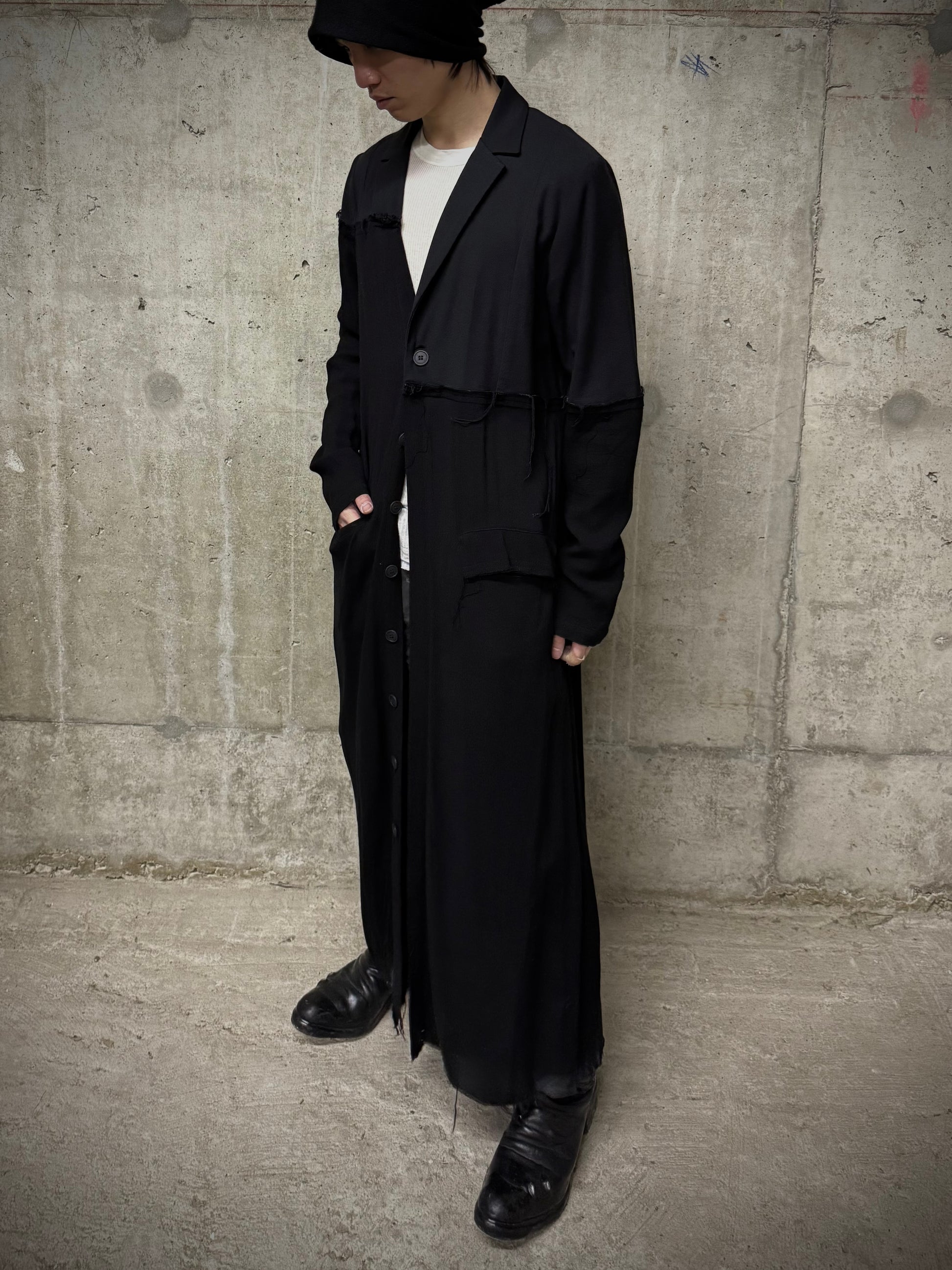 PAL OFFNER Frayed Edge Patchwork Light Coat detail | DRIEW GARMENTS