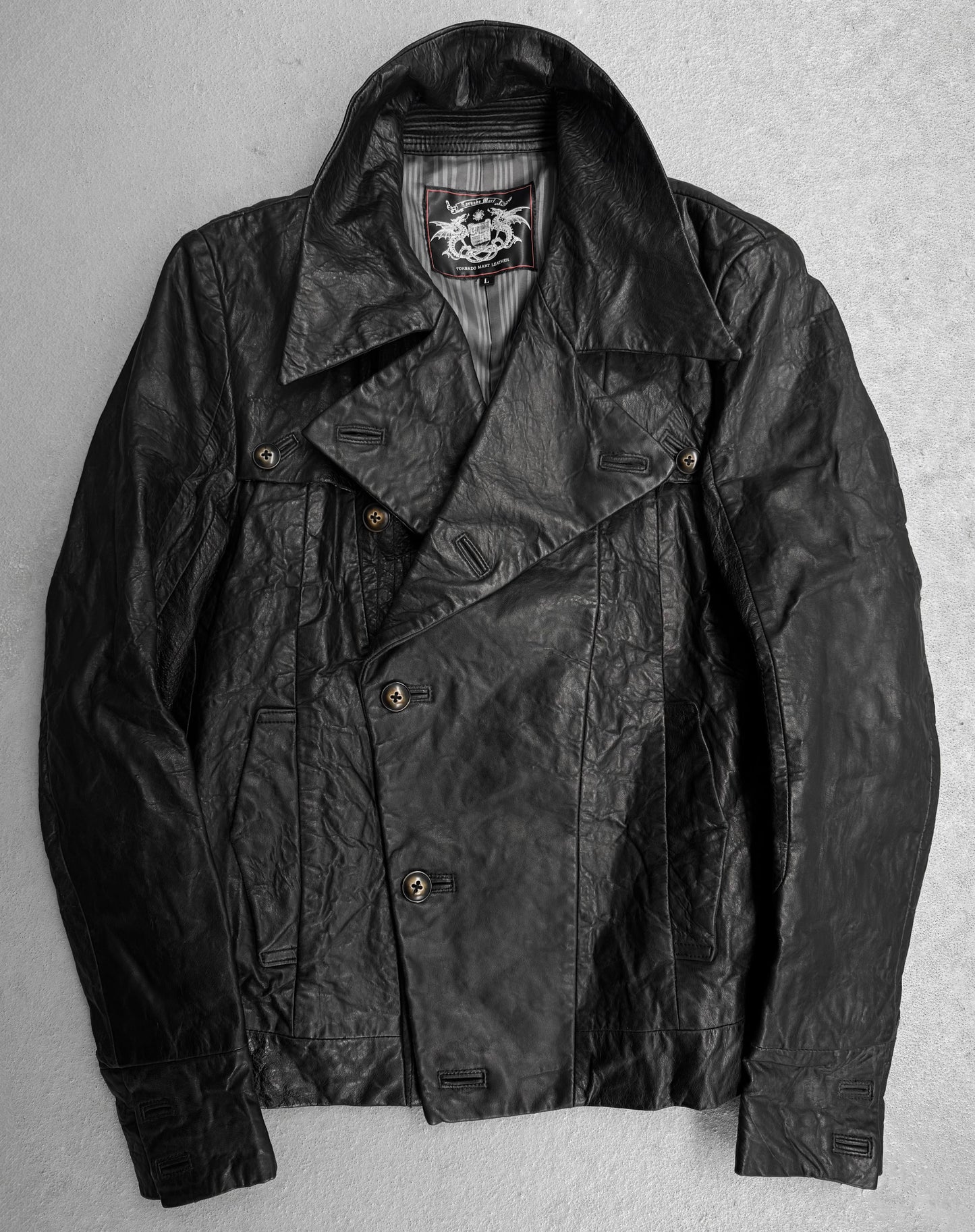 Tornado Mart Early 00s Double-breasted Sheepskin Leather Jacket