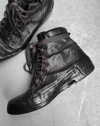 Carol Christian Poell ‘AM/2524 ROOMS-PTC’ Black Object-dyed Kangaroo Leather Drip Sneakers