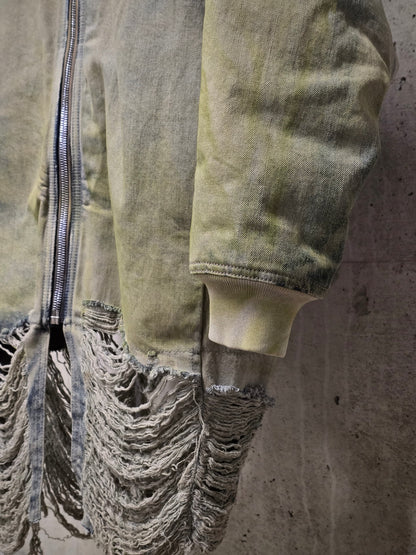 Rick Owens AW23 "LUXOR" PEARL ACID DEGRADE Jumbo Peter Flight Padded Denim Jacket