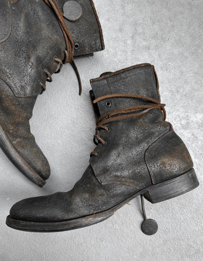 Carpe Diem Early 00s Distressed Horse Leather ‘S23M’ Lace-up Boots