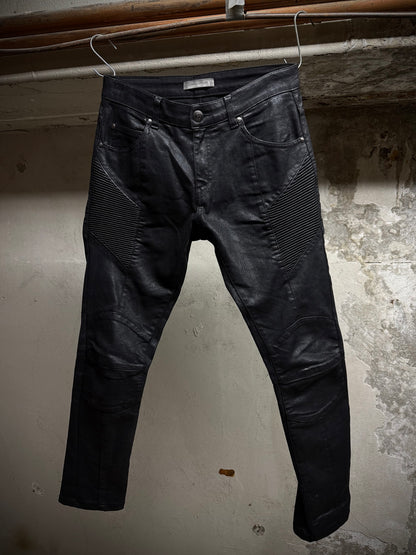 PIERRE BALMAIN 2010s Classic Waxed Biker Denim