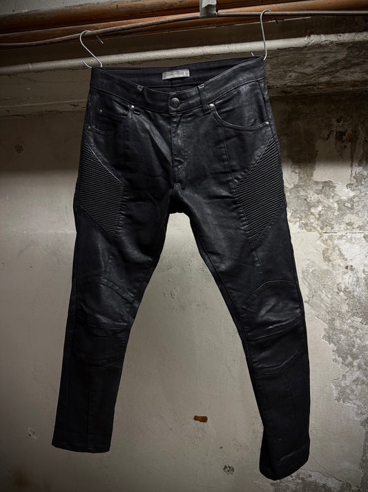 PIERRE BALMAIN 2010s Classic Waxed Biker Denim