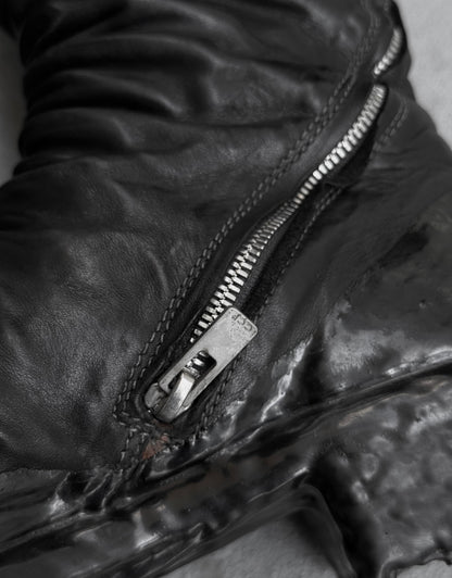 Carol Christian Poell ‘AM/2687PR CORS-PTC’ Objet-dyed Horse Leather Titanium Prosthetic Drip Tornado Zip Boots