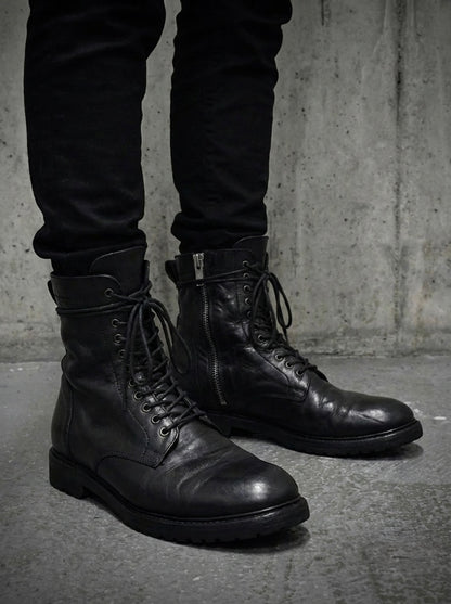 Rick Owens SS15 "FAUN" Goodyear Flex Calf Leather Side Zip Combat Boots