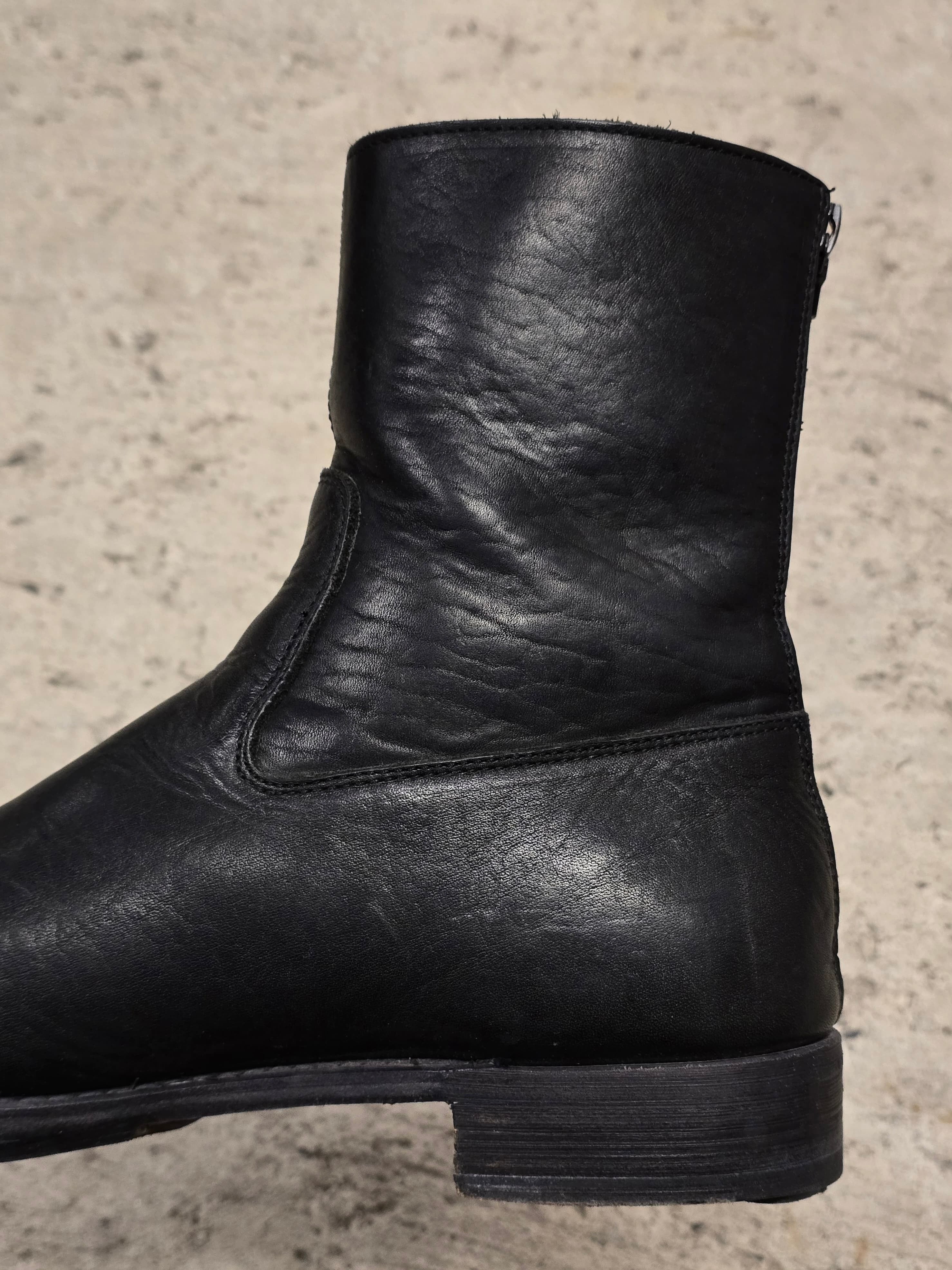 wjk Hashimoto 00s Black Bison Leather Back Zip Boots | DRIEW
