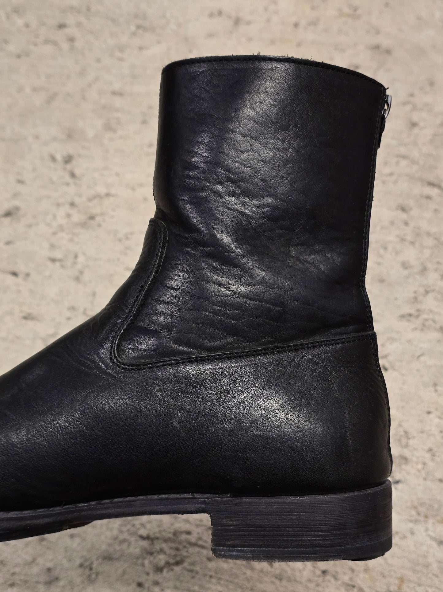 wjk by Jun Hashimoto 00s Black Bison Leather Back Zip Boots