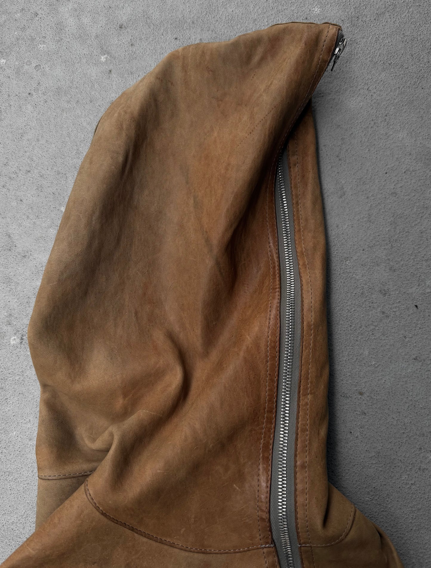 Isamu Katayama “BACKLASH” AW09 Distressed Horse Leather ‘Gimp’ Zip Hooded Jacket