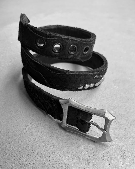 KMRii AW24 ‘Grand Cross II’ Studded Patchwork Calfskin Leather Belt