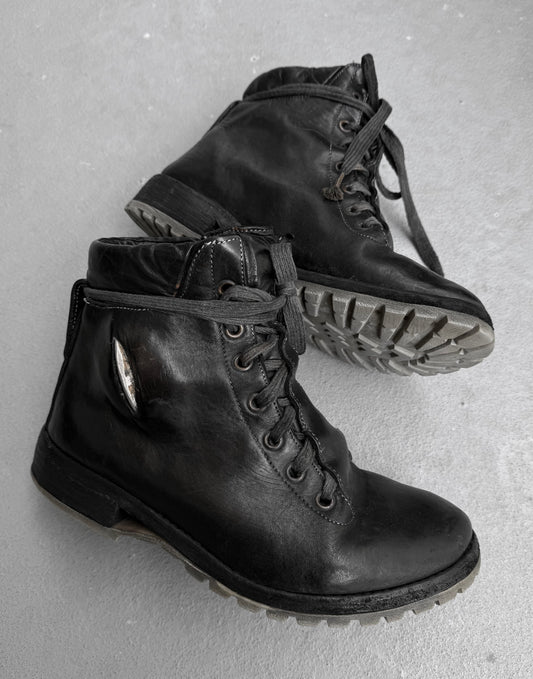 Carol Christian Poell ‘AM/2648T CUL-PTC/10’ Object-dyed Horse Leather Titanium Prosthetic Tank Sole Work Boots