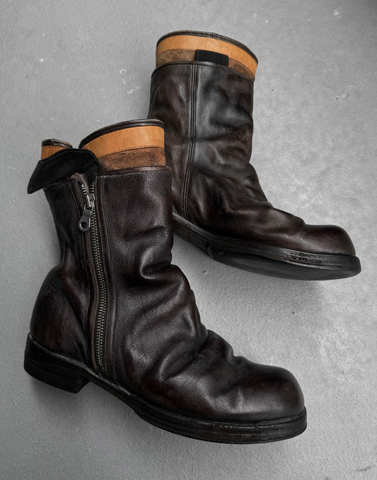 MiharaYasuhiro AW09 Brown Layered Leather Engineer Boots
