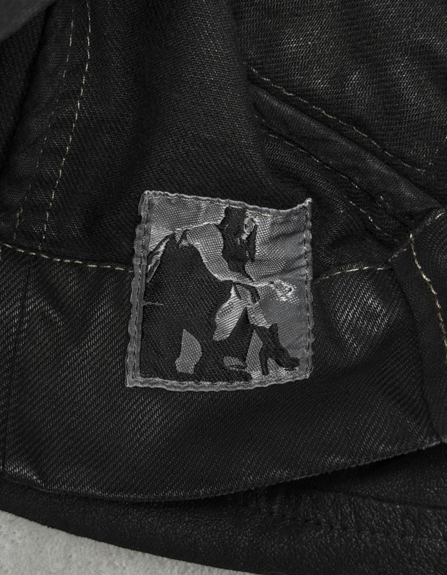 Rick Owens DRKSHDW SS13 "ISLAND" Slave Hybrid Leather Sleeves Waxed Denim Jacket
