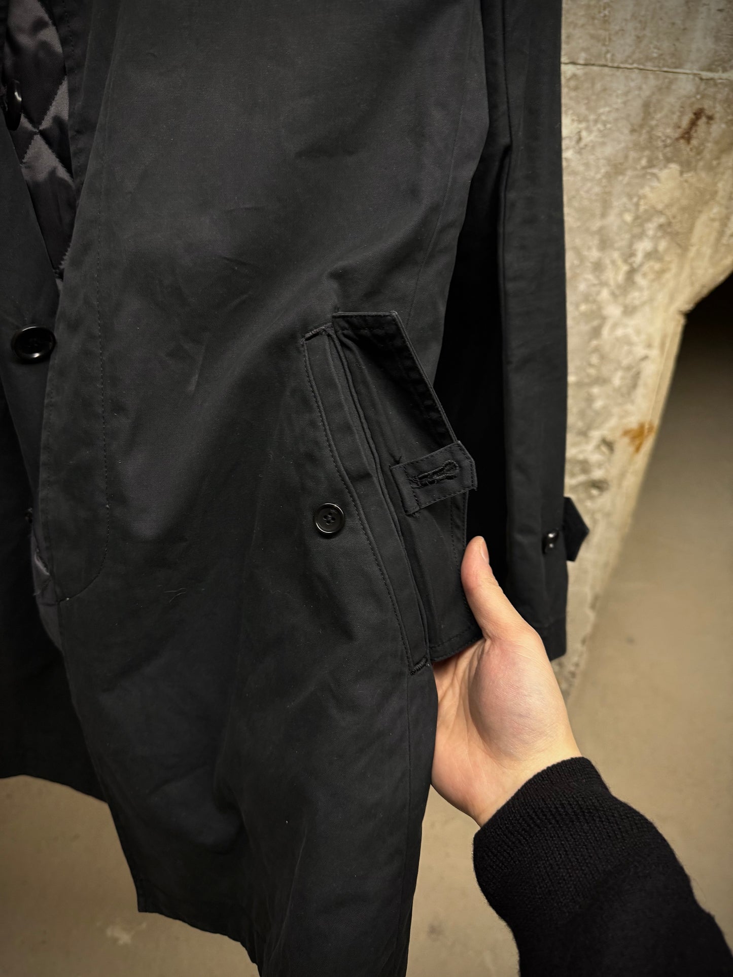 Tornado Mart Early 00s Quilt Lined Cotton Gaberdine Mac Coat