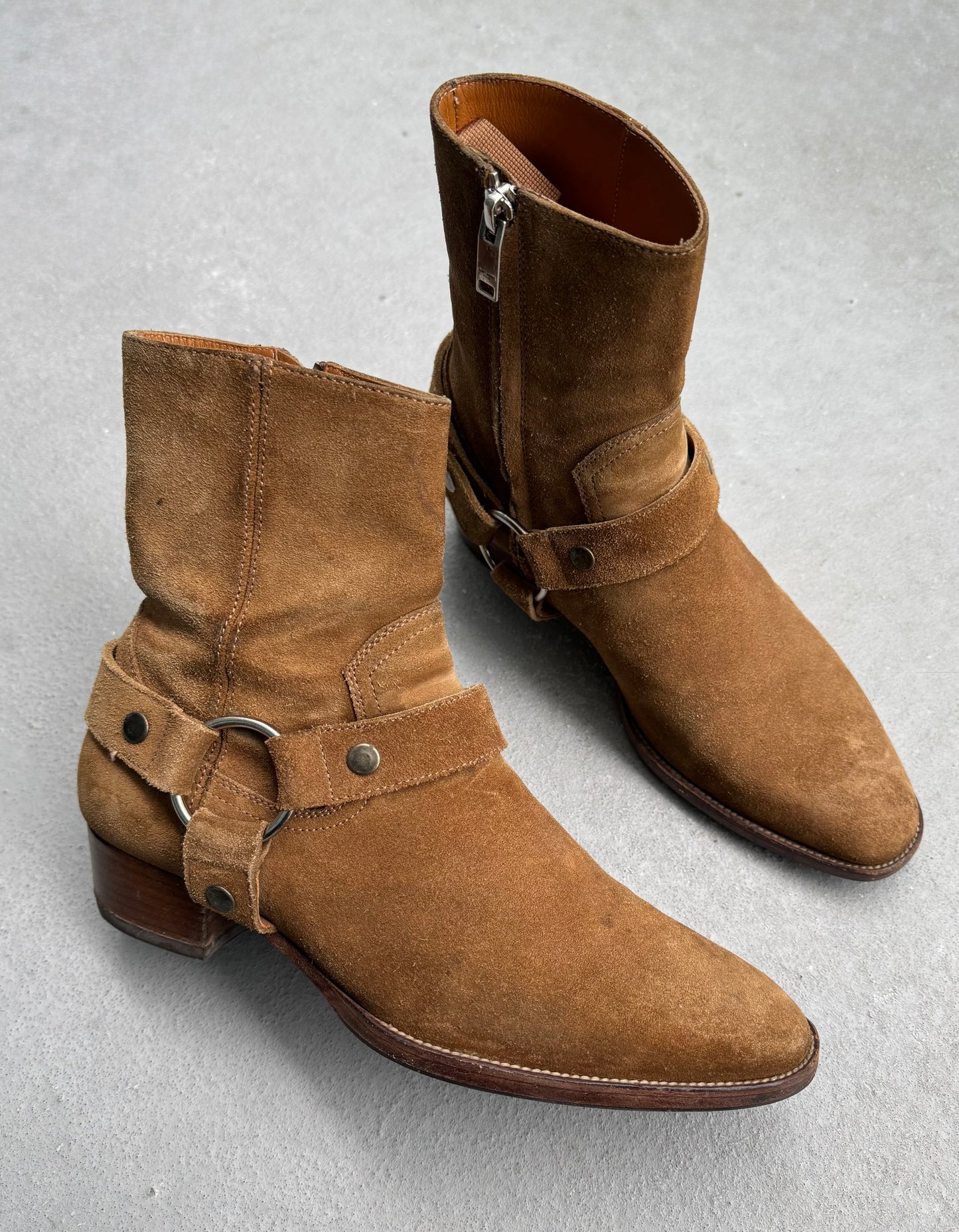 Saint Laurent Paris AW14-15 Brown Suede ‘Wyatts’ Buckle Boots