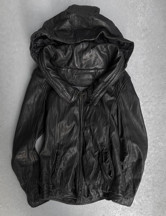 Midas Early 00s Concealed Hooded Bono Sheepskin Leather Jacket
