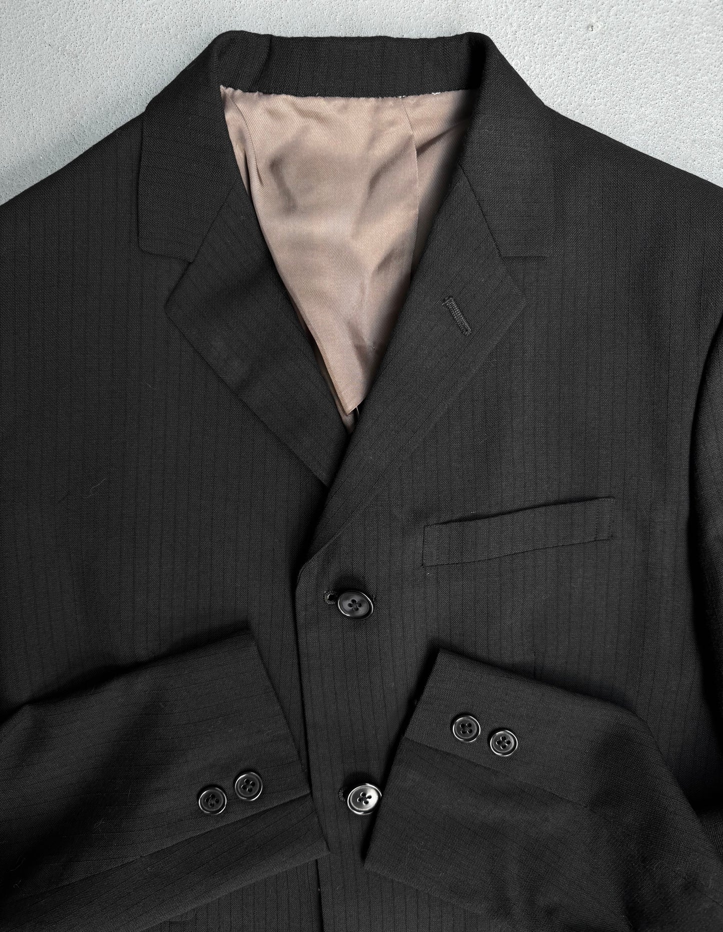 TRANS CONTINENTS Late 90s Wool Pinstripes Blazer