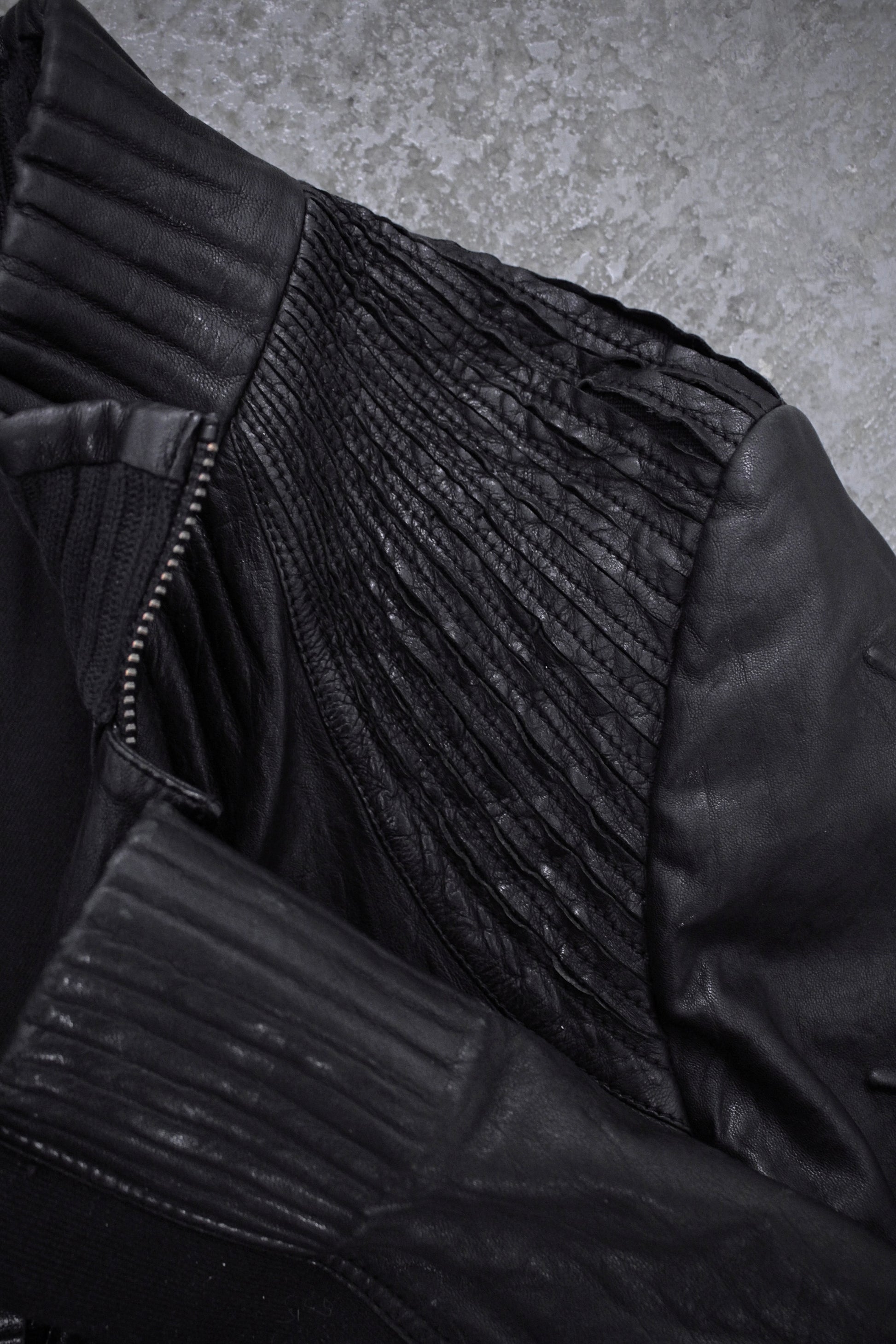 Marithé + François Girbaud Early 00s Embossed Lambskin Leather Rider Jacket detail | DRIEW GARMENTS