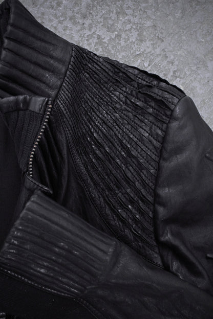 Marithé + François Girbaud Early 00s Embossed Lambskin Leather Rider Jacket detail | DRIEW GARMENTS