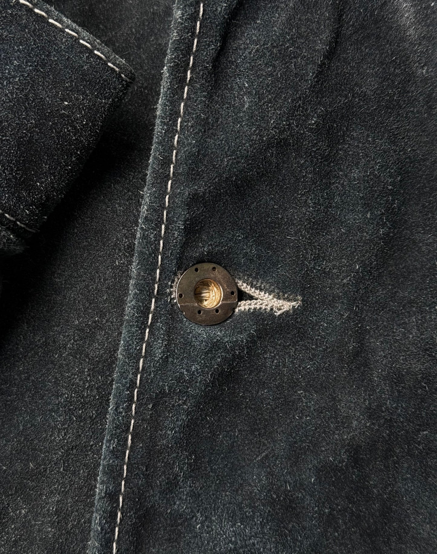 Taichi Murakami AW25 Indigo Hand-Dyed Reverse Calf Leather Work Jacket