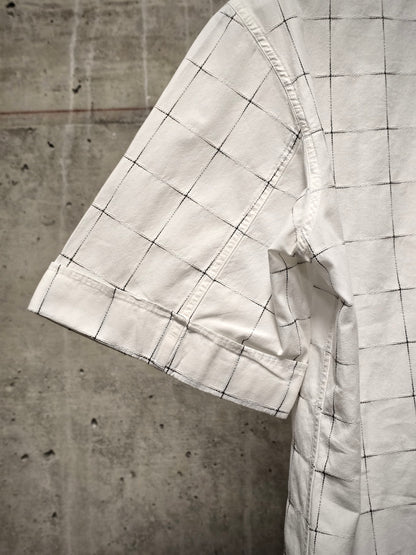 Carol Christian Poell 00s Threaded Check Pattern White Short Sleeve Button-Up Shirt