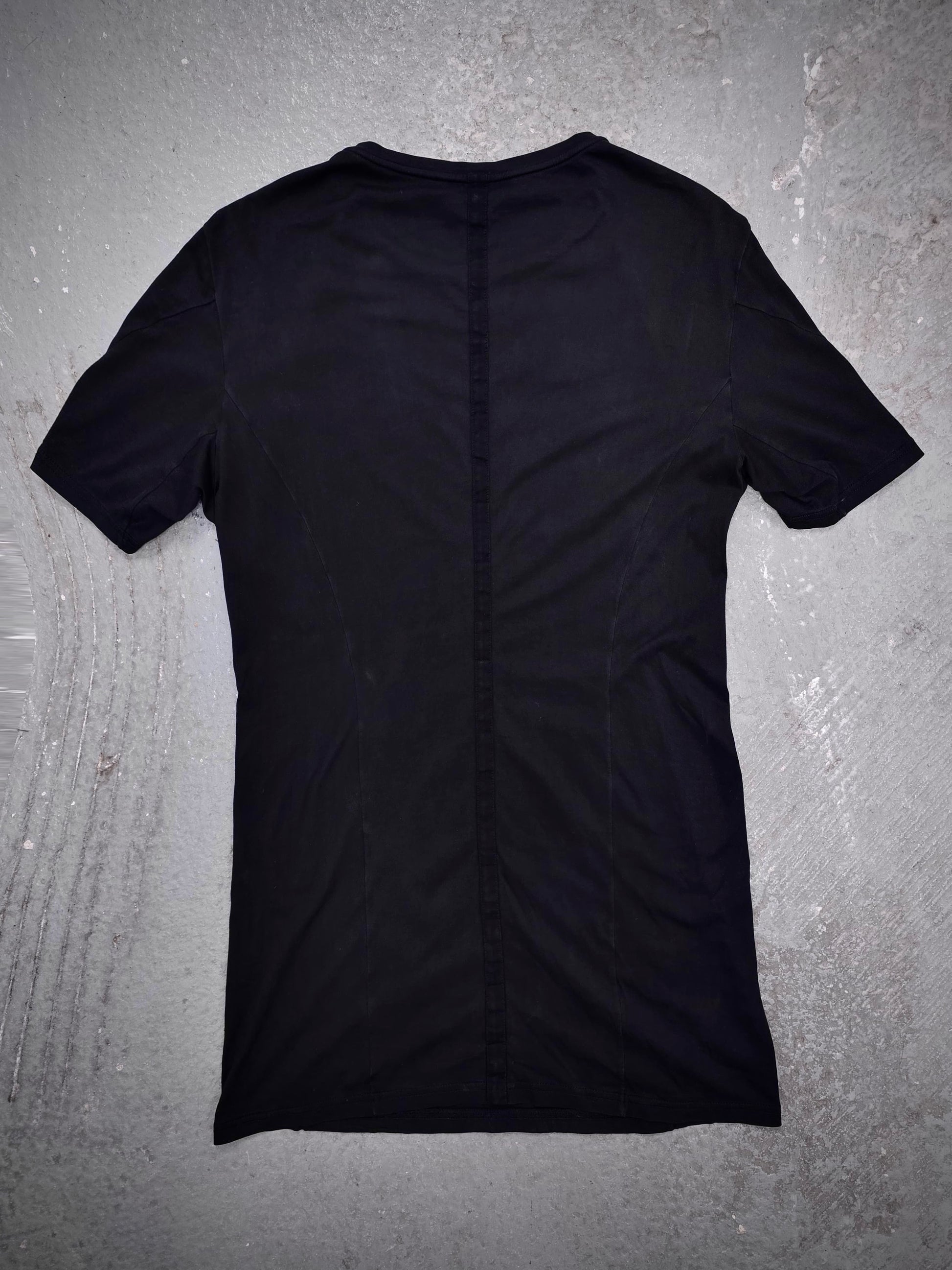 DEVOA Rolled Neck Blistered Leather Back Seam Panel T-shirt detail | DRIEW GARMENTS