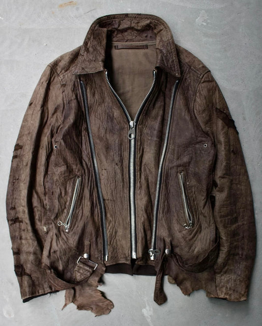 Mihara Yasuhiro AW05 *Sample* Distressed Lambskin Leather Jacket