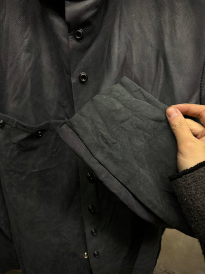 Zam Barrett SS25 Two-Toned Overlock Kangaroo ‘Faulted Shoulder 2.0’ Leather Jacket detail | DRIEW GARMENTS