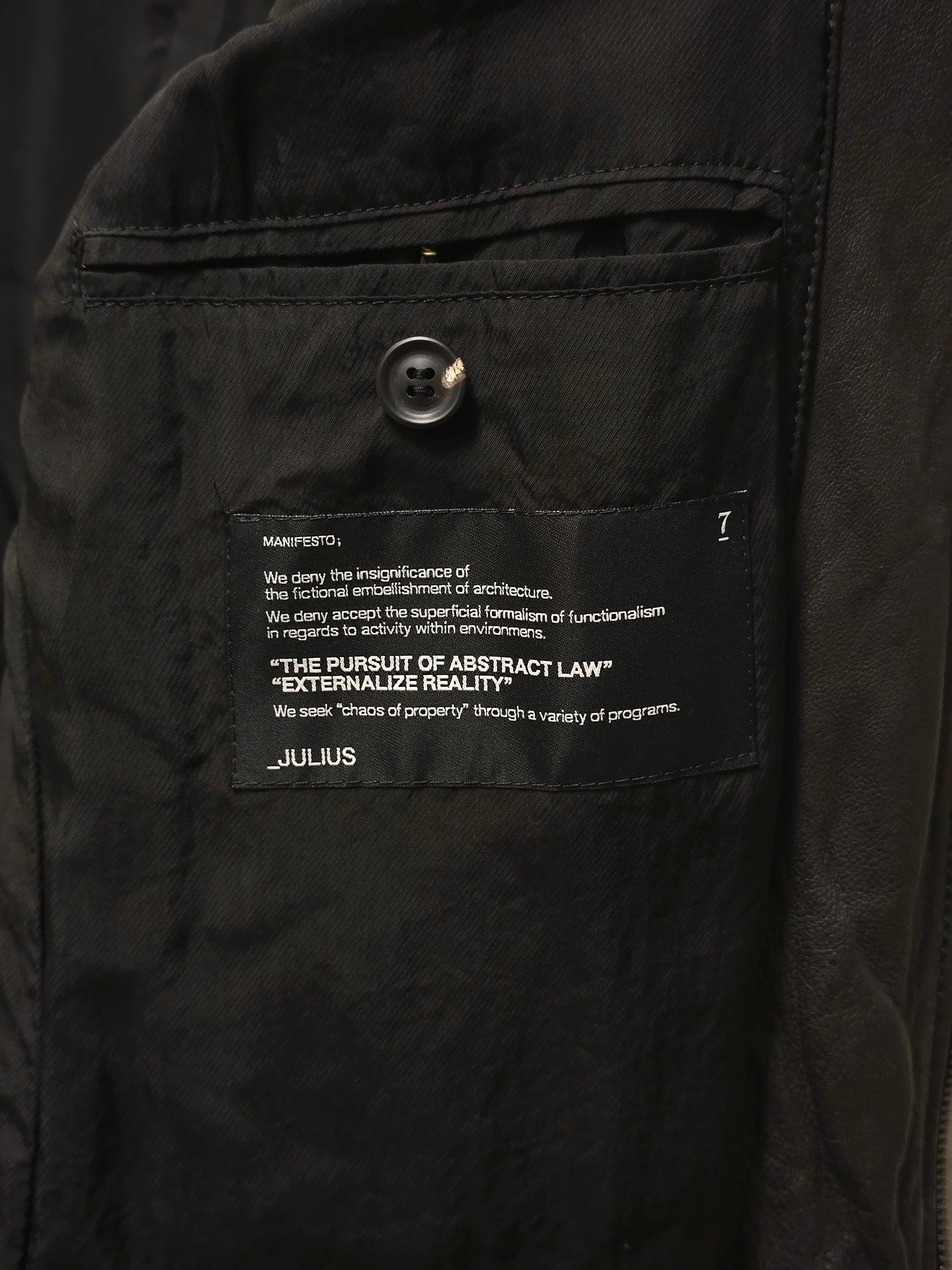 Julius_7 SS10 “neurbanvölker;” Dark Brown Gas-Mask Holster Lambskin Leather Jacket