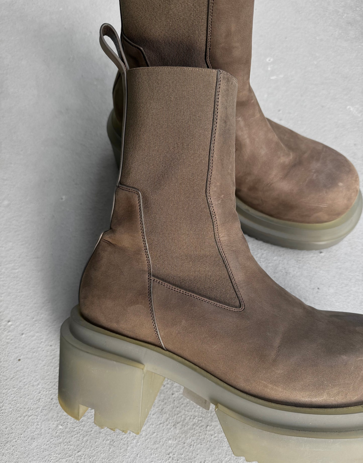 Rick Owens SS23 "EDFU" DUST Calf Suede Beatle Bogun Boots