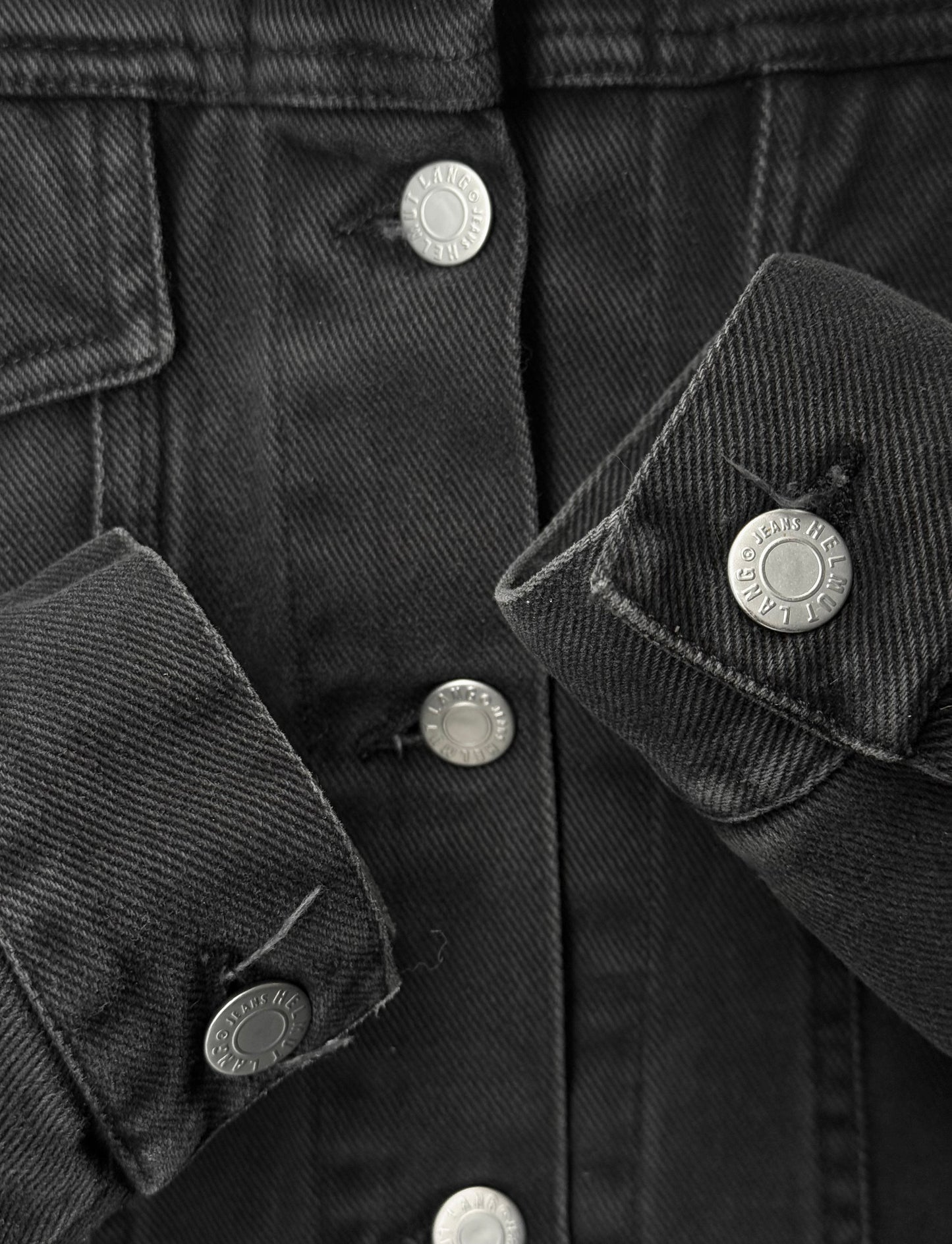 Helmut Lang Early 00s Washed Black Denim Trucker Jacket