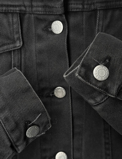 Helmut Lang Early 00s Washed Black Denim Trucker Jacket