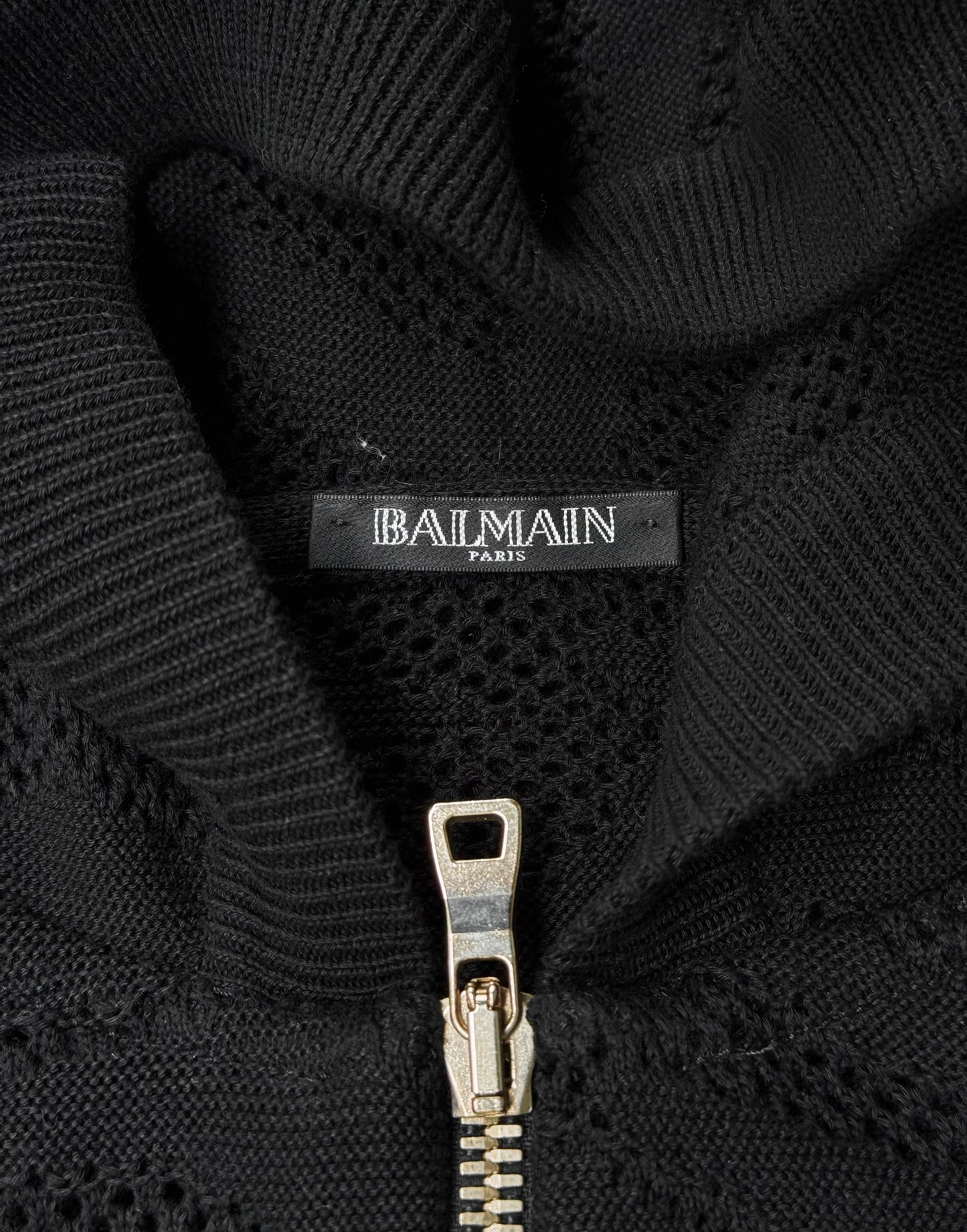 BALMAIN by Olivier Rousteing SS15 Gold Hardware Zebra See-through Zip Up Hoodie