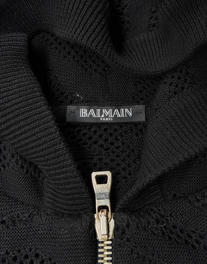BALMAIN by Olivier Rousteing SS15 Gold Hardware Zebra See-through Zip Up Hoodie