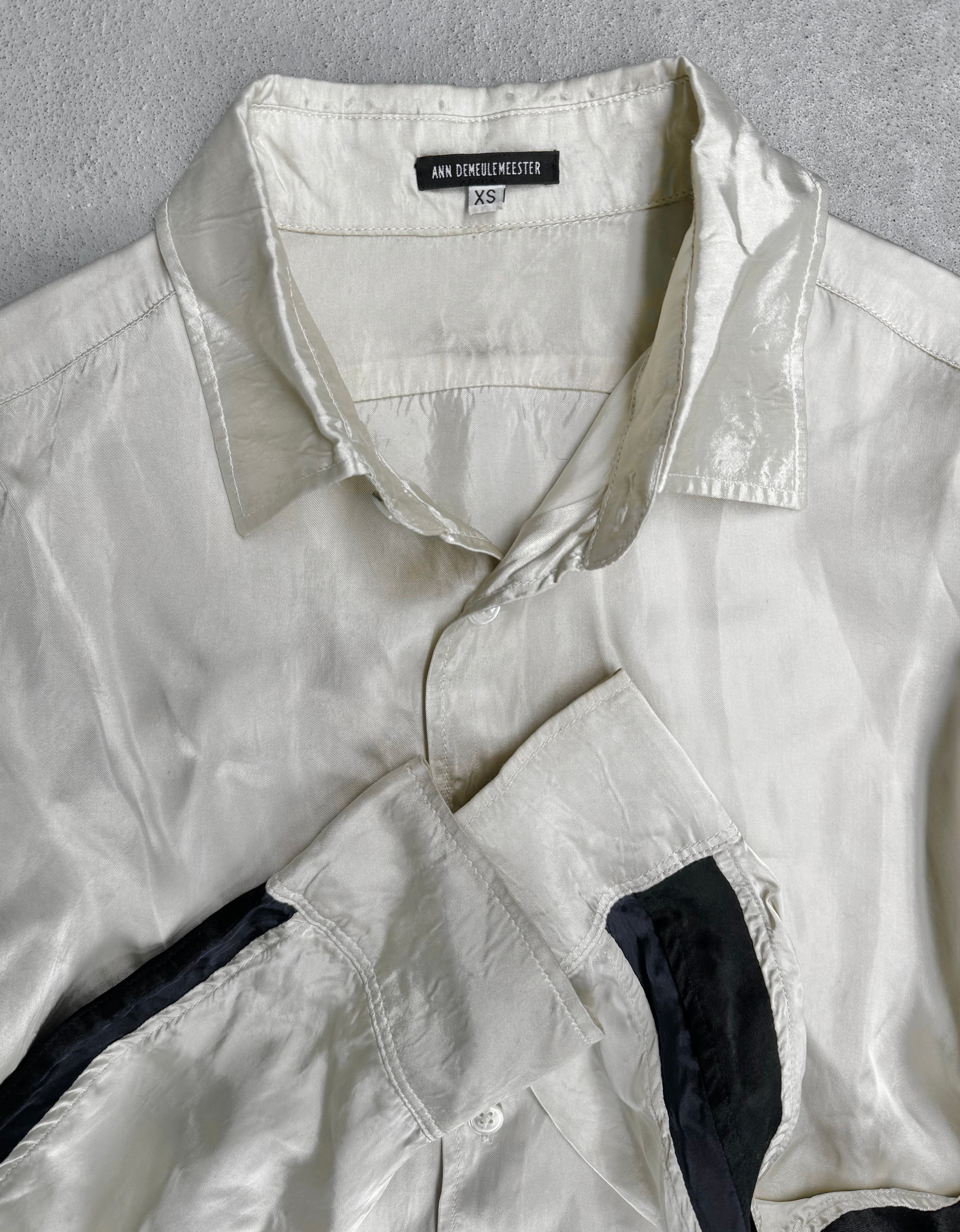 Ann Demeulemeester Ivory Satin Striped Shirt | 2010s – DRIEW