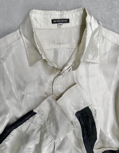 Ann Demeulemeester 2010s Striped Side-Seam Ivory Satin Shirt