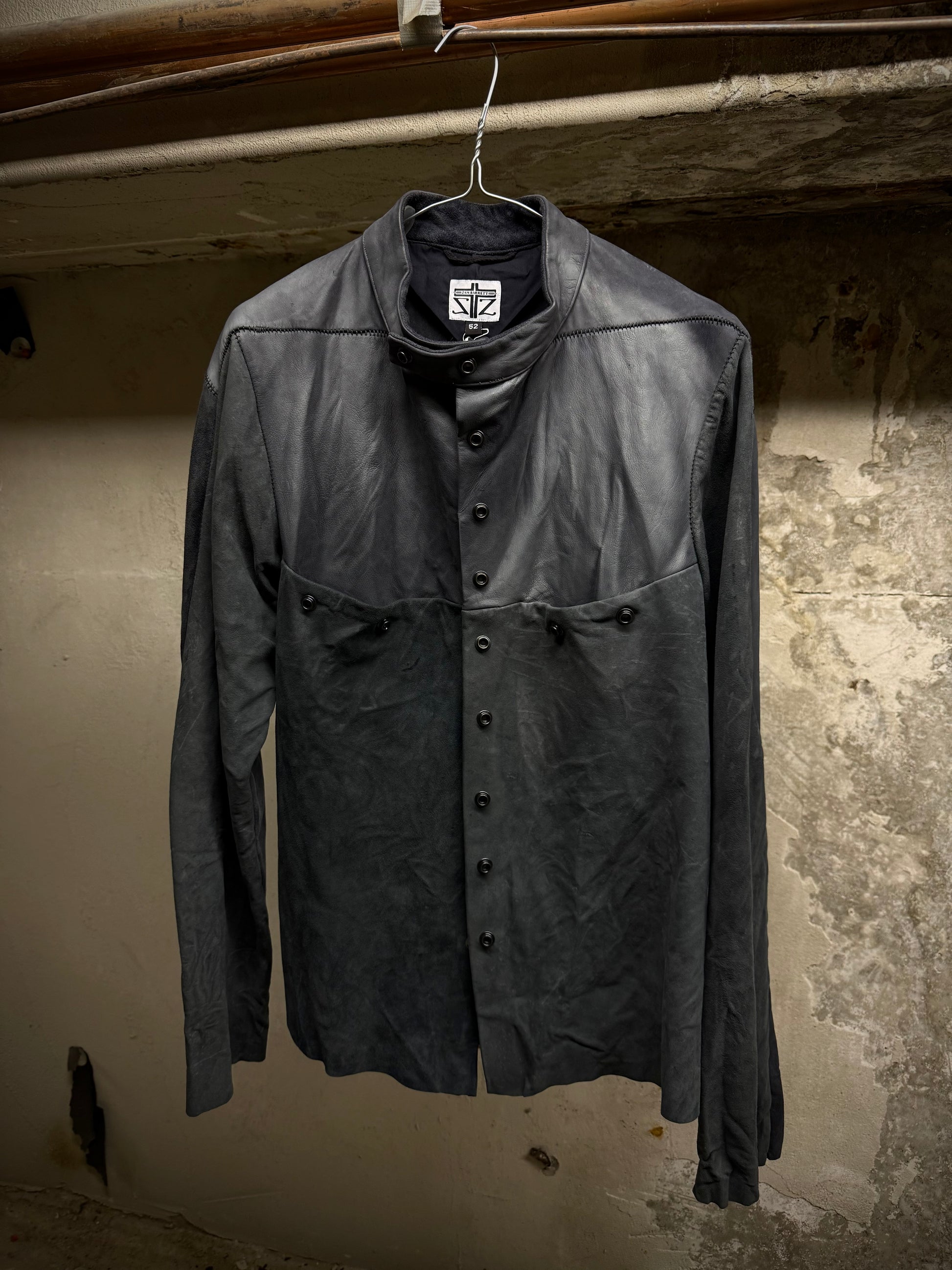 Zam Barrett SS25 Two-Toned Overlock Kangaroo ‘Faulted Shoulder 2.0’ Leather Jacket | Archive Fashion Toronto