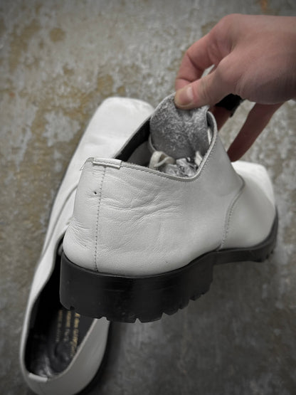 COMME des GARÇONS HOMME PLUS SS11 White Square Toe Leather Derbies detail | DRIEW GARMENTS