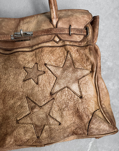 WLG by Giorgio Brato Early 00s ‘Birkin’ Distressed Cow Leather Patchwork Tote Bag
