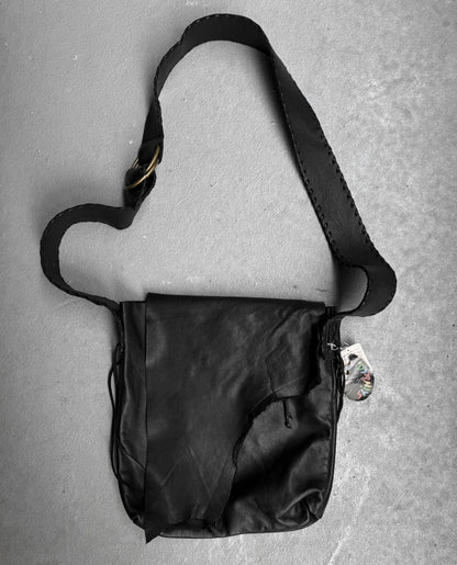 SHIN & CO Late 90s Distressed Leather Flap Shoulder Bag