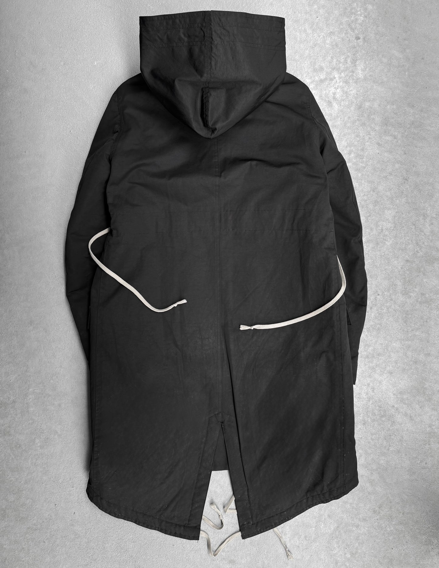 Rick Owens DRKSHDW AW19 “LARRY” Padded Drawstring Fishtail Parkas