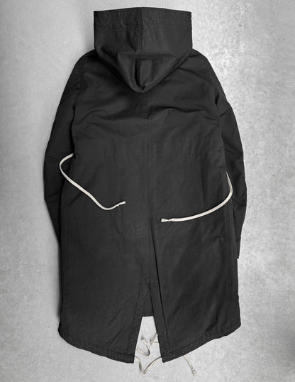 Rick Owens DRKSHDW AW19 “LARRY” Padded Drawstring Fishtail Parkas
