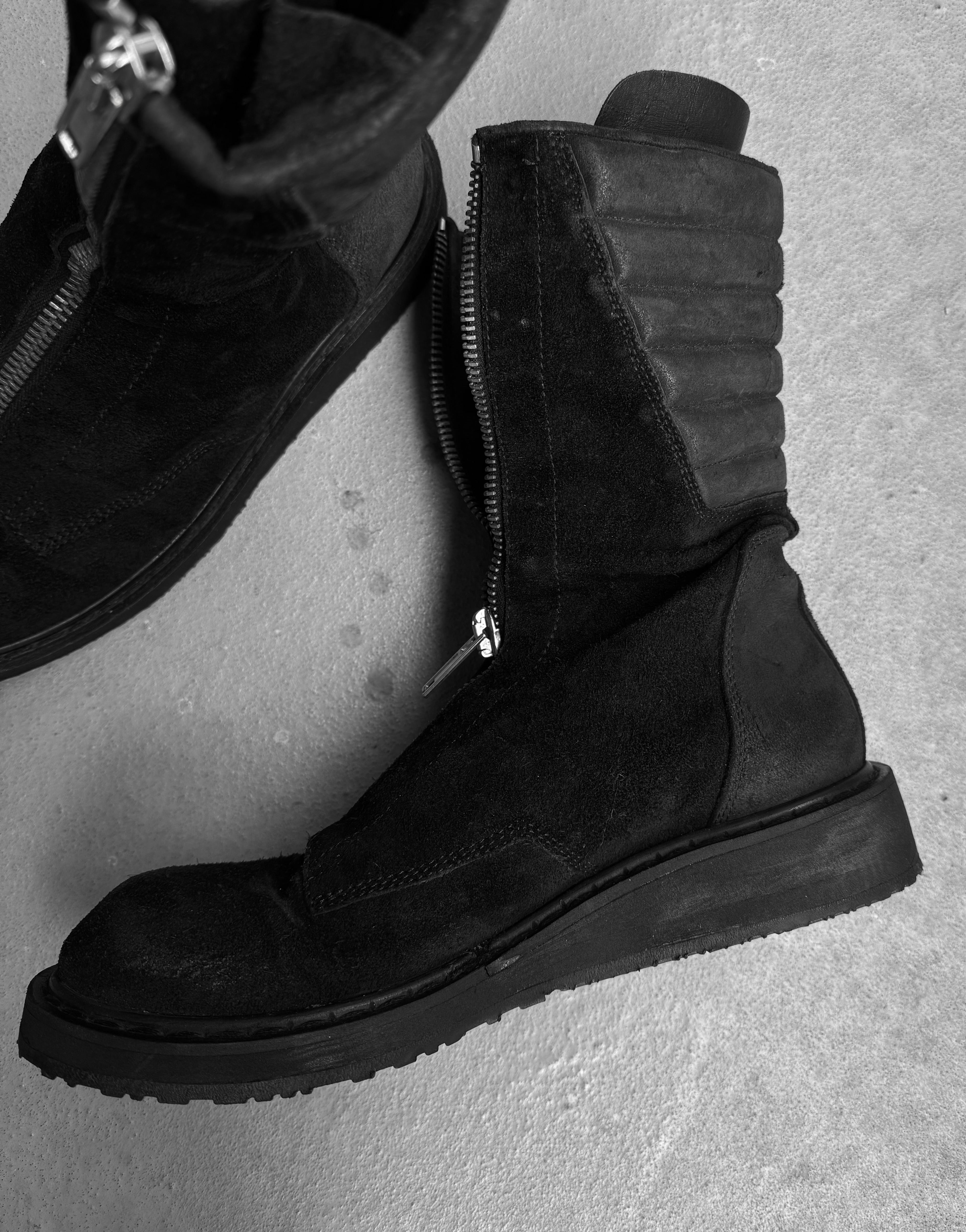 Rick Owens AW11 “LIMO” Suede Leather Mohawk Basket Creeper Boots