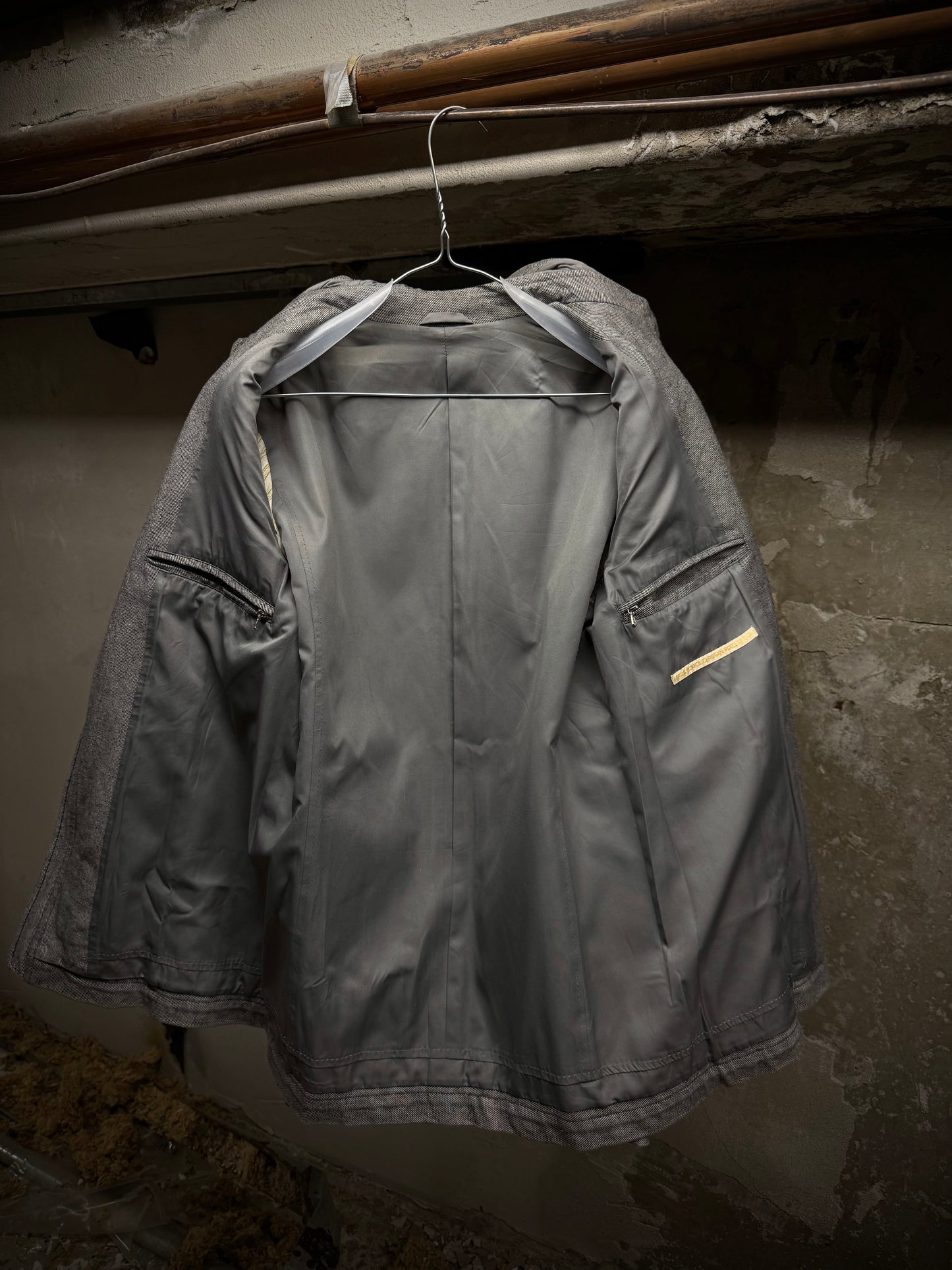 Carol Christian Poell AW97-98 Grey Hooded Zip-Up Denim Jacket detail | DRIEW GARMENTS