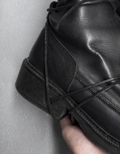 Dirk Bikkembergs AW94-95 Black Leather Military Lace-through Boots