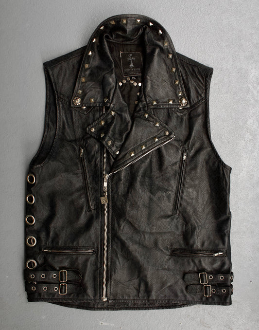 h.NAOTO x VOLKS “Rockers H Baby” 00s Punk Studded Leather Vest