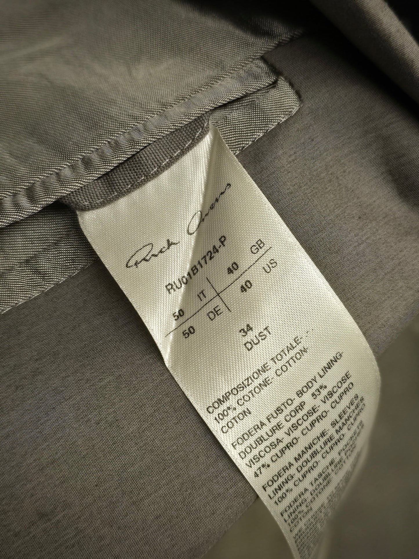 Rick Owens SS22 "FOGACHINE" DUST Moleskin Blazer